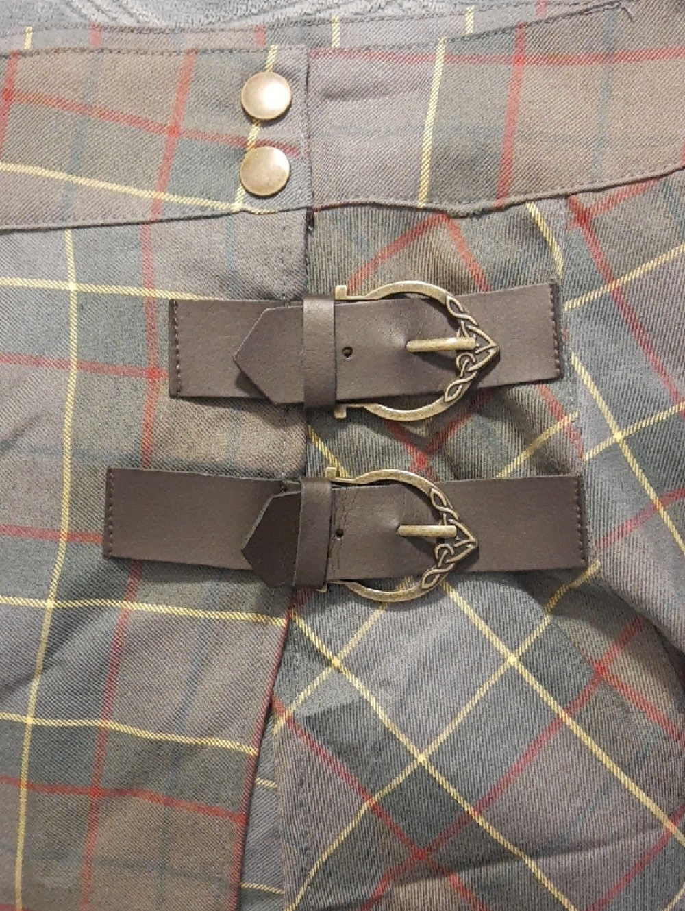 torrid Olive Plaid Wrap Skirt with Buckle Straps - Picture 4 of 5